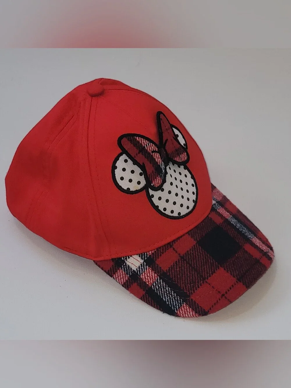 Disney Junior Minnie Mouse Red Plaid Bow Adjustable Girls Baseball Hat Cap
